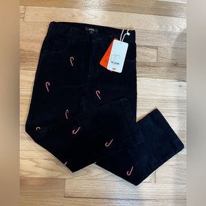NWT Size 6 Navy corduroy with candy cane embroidery